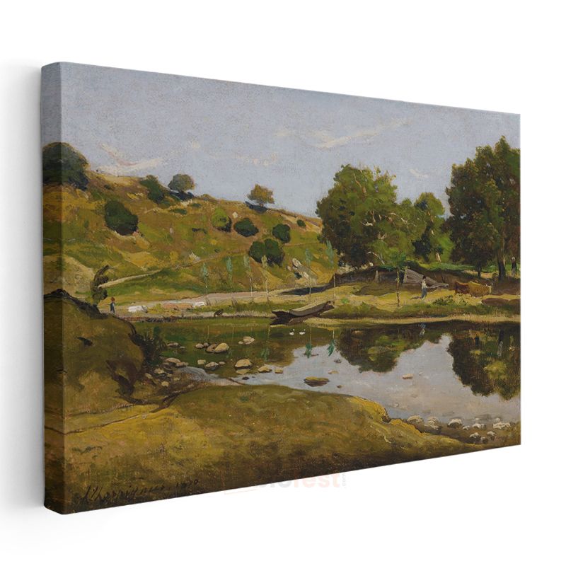Henri Harpignies - Göl Kenarı Kanvas Tablo