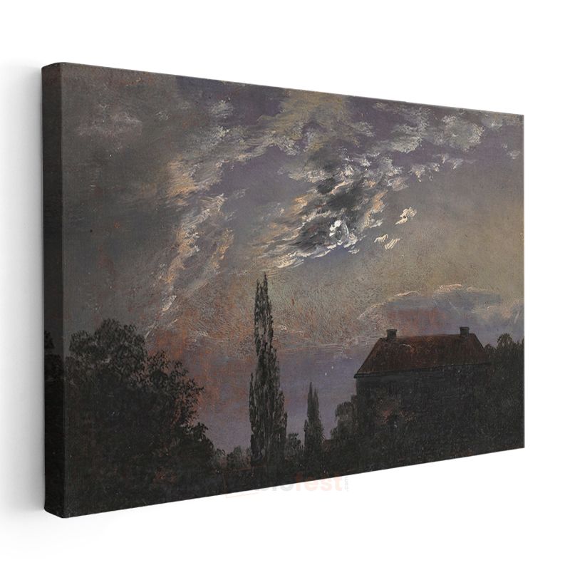 Caspar David Friedrich - Ay Işığında Ev Kanvas Tablo