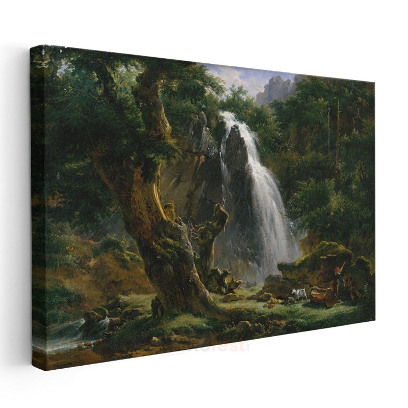 Thomas Moran - Şelale Manzarası Kanvas Tablo