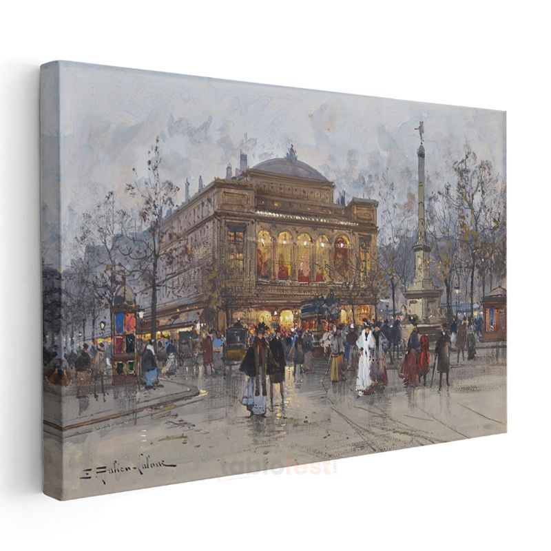 Édouard Cortes - Paris Opera Meydanı Kanvas Tablo