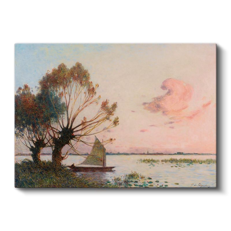 Ferdinand du Puigaudeau - Gün Batımında Göl Manzarası Kanvas Tablo