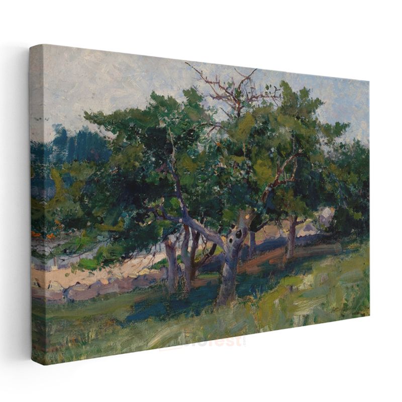 Edward Mitchell Bannister - Ağaçlık Alan Kanvas Tablo