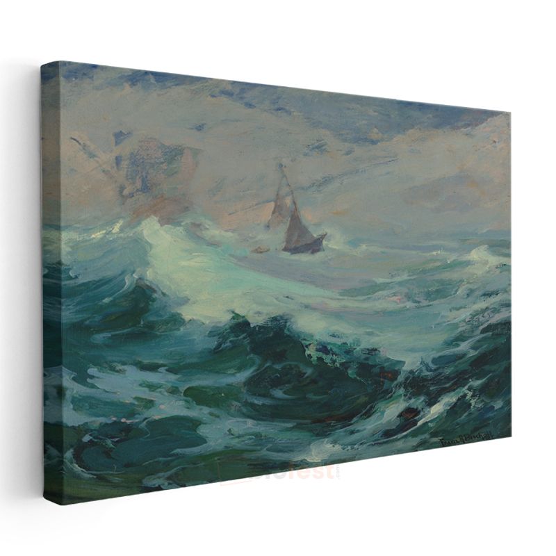 Frederick Judd Waugh - Fırtınalı Deniz Kanvas Tablo