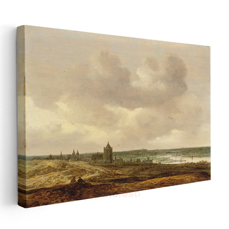 Jan van Goyen - Nehir Kıyısında Kilise Kanvas Tablo