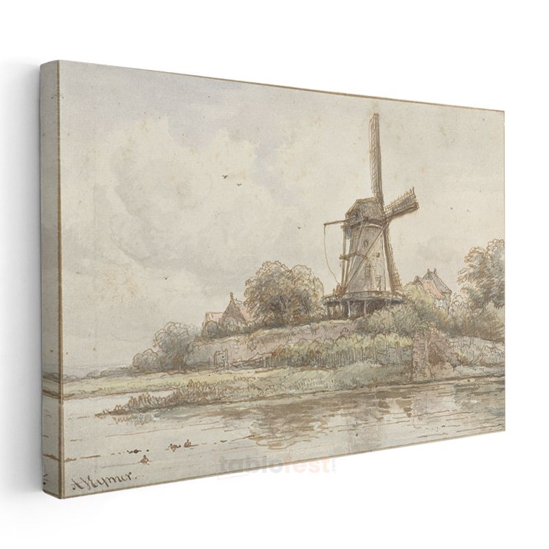 Jan van Goyen - Değirmen Manzarası Kanvas Tablo
