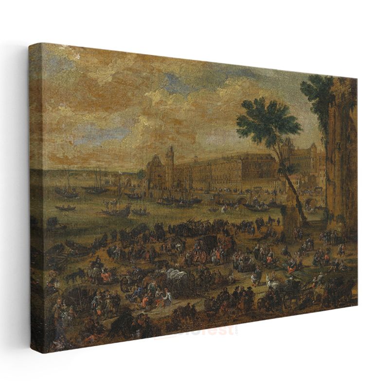 David Teniers - Saray Önünde Kalabalık Manzara Kanvas Tablo