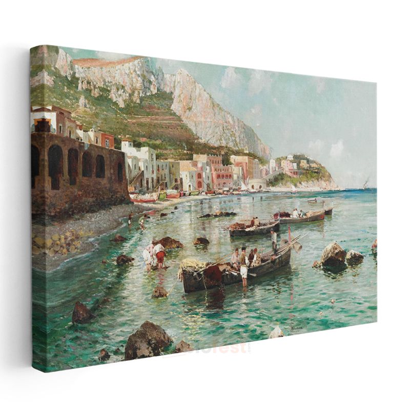 Federico Nerly - Capri Kıyıları Kanvas Tablo