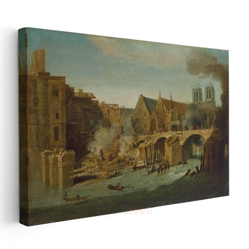 Hubert Robert - Notre Dame ve Seine Nehri Kanvas Tablo