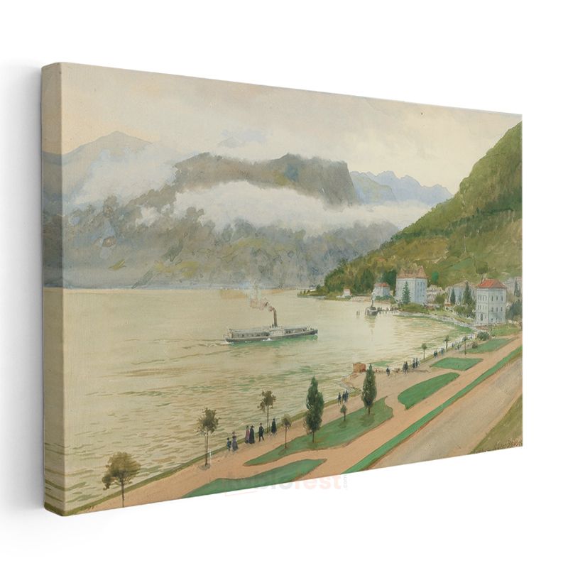 Rudolf von Alt - Como Gölü Manzarası Kanvas Tablo
