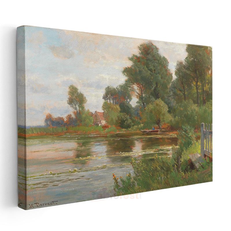 Henri Harpignies - Nehir Kıyısı Kanvas Tablo