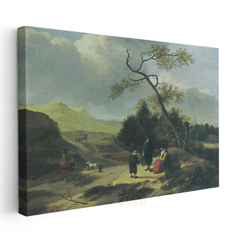Jan van Goyen - Kırsal Yolda Yolcular Kanvas Tablo