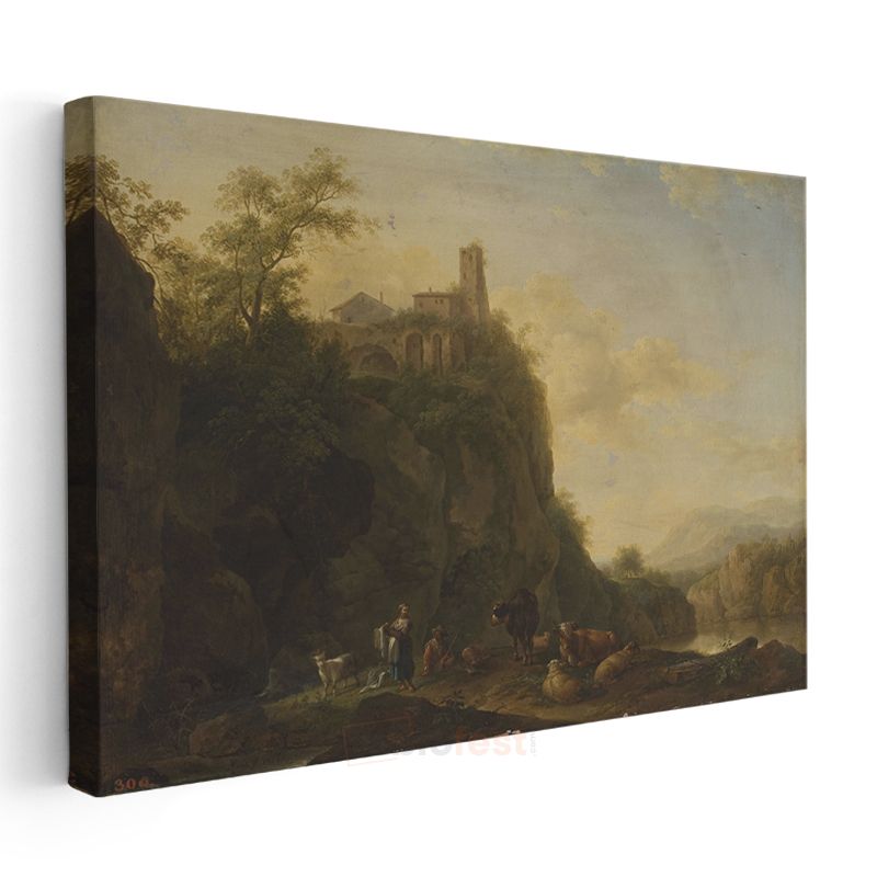 Claude Lorrain - Kayalıklarda Çoban Kanvas Tablo