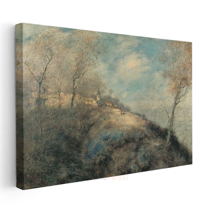 Jean-Baptiste-Camille Corot - Tepedeki Köy Kanvas Tablo
