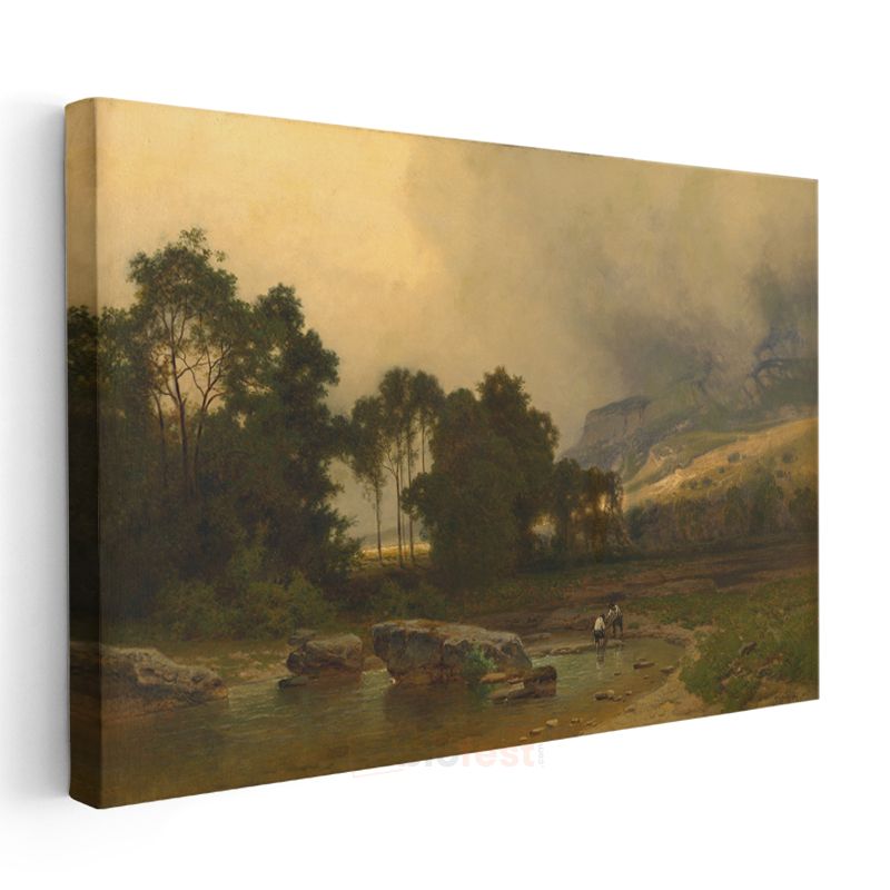 George Inness - Nehir Kenarı Manzarası Kanvas Tablo