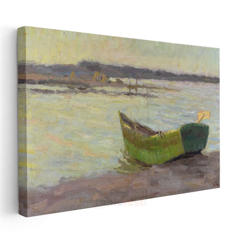 Claude Monet - Yeşil Tekne Manzarası Kanvas Tablo