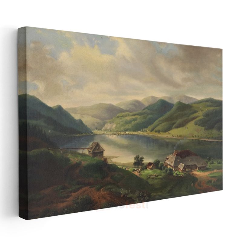 Albert Bierstadt - Alp Dağları Manzarası Kanvas Tablo