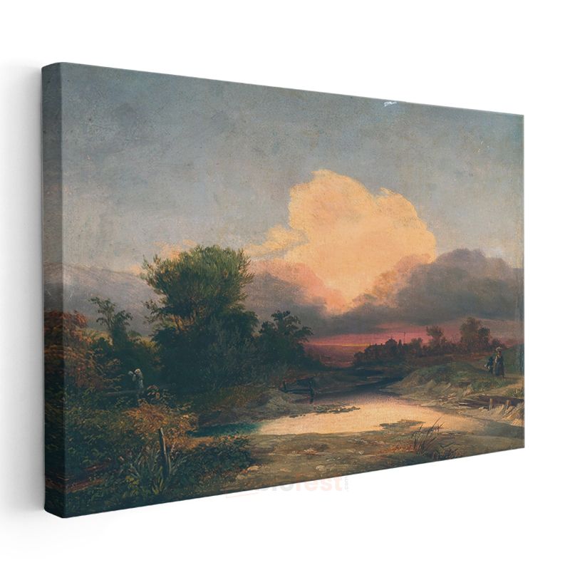 Thomas Cole - Günbatımı Manzarası Kanvas Tablo