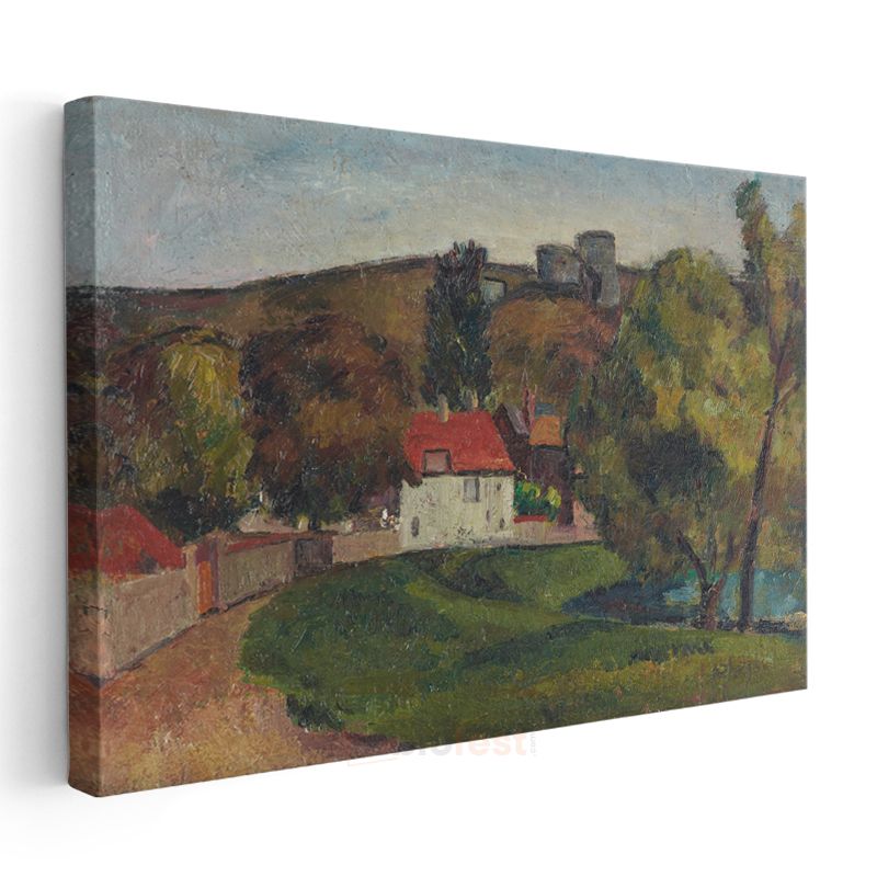 Paul Cézanne - Kırmızı Çatılı Ev Manzarası Kanvas Tablo