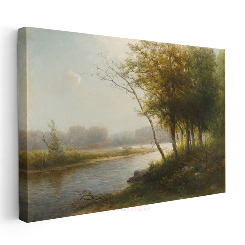 Jean-Baptiste-Camille Corot - Nehir Kenarında Ağaçlar Kanvas Tablo