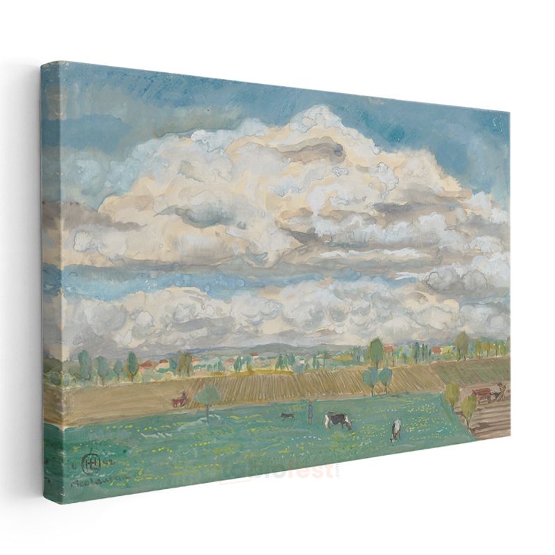 Camille Pissarro - Kırsal Manzara ve Bulutlar Kanvas Tablo