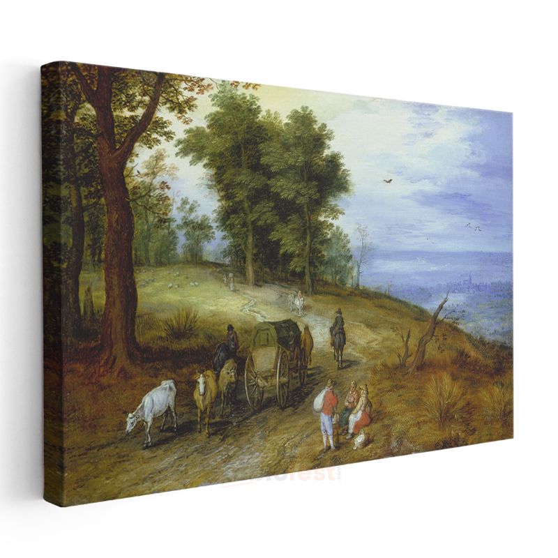 Jan Brueghel - Kırsal Yolda Yolculuk Kanvas Tablo
