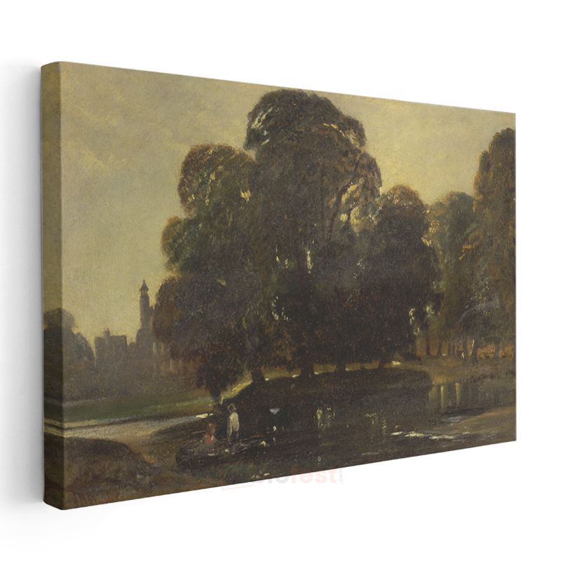 John Constable - Göl Kenarında Ağaçlar Kanvas Tablo