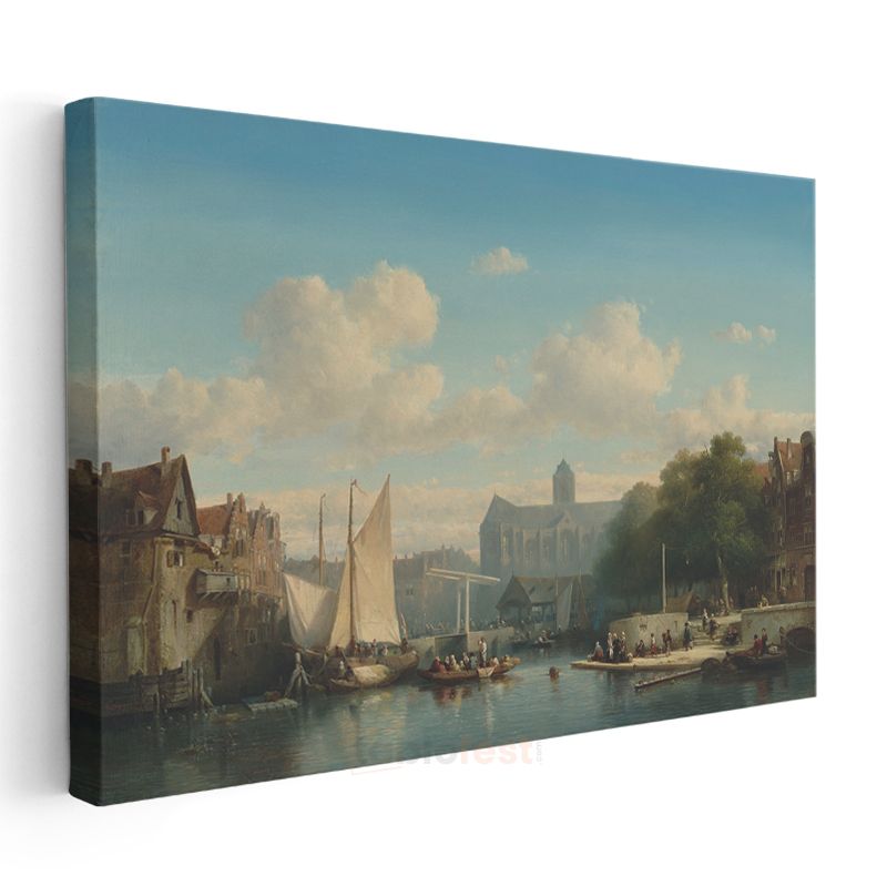 Johannes Vermeer - Hollanda Kanalı Kanvas Tablo