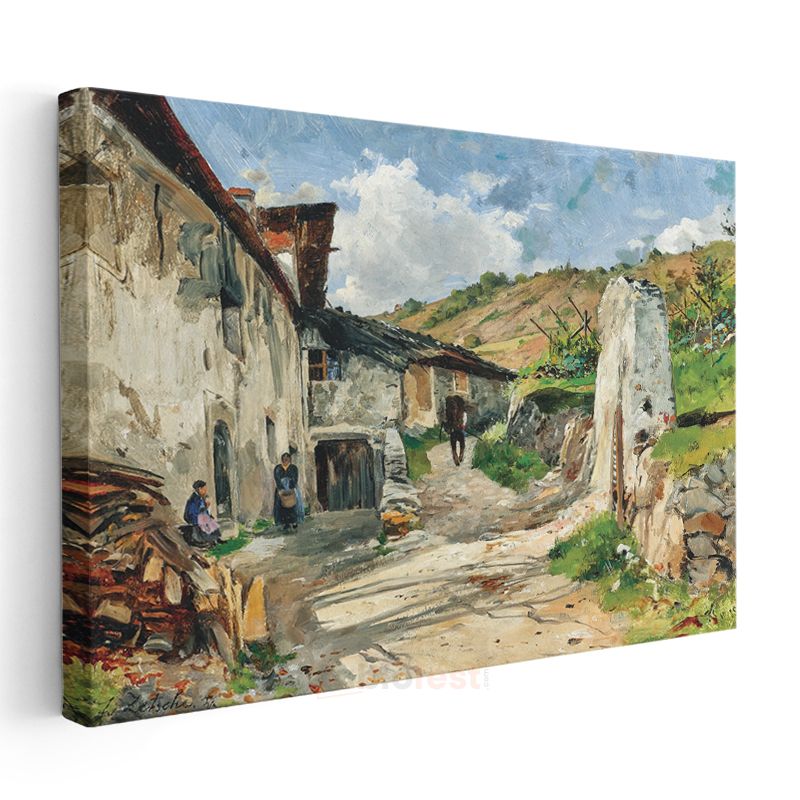 Carlos de Haes - Köy Yolu Kanvas Tablo