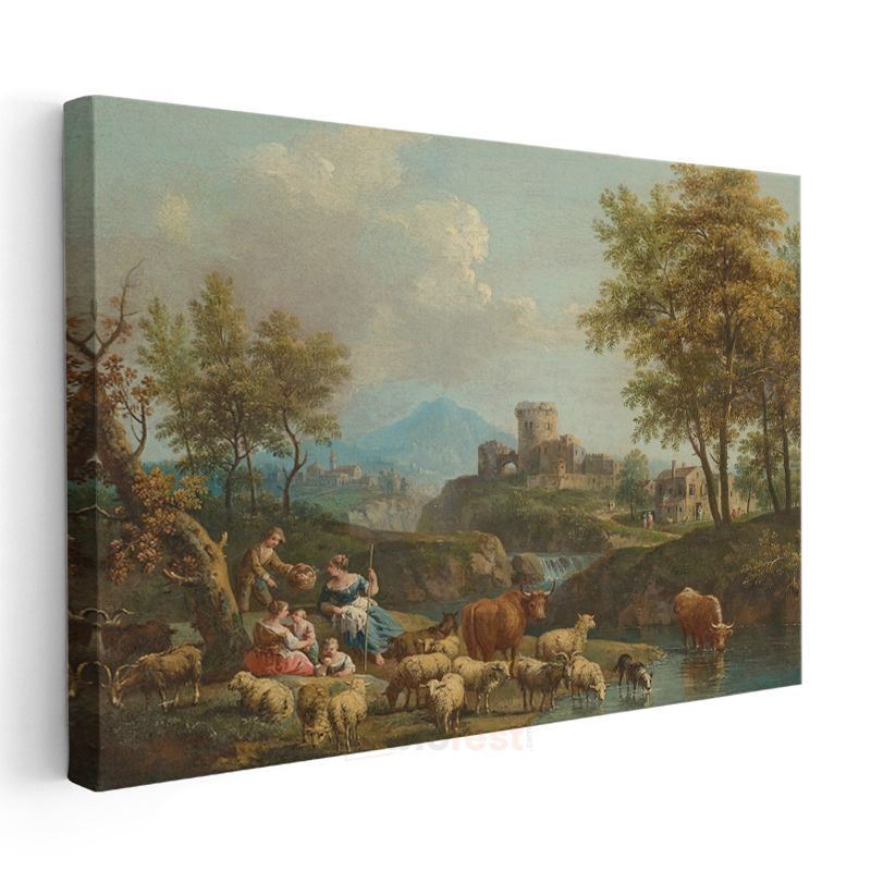 Nicolas Poussin - Pastoral Manzara Kanvas Tablo
