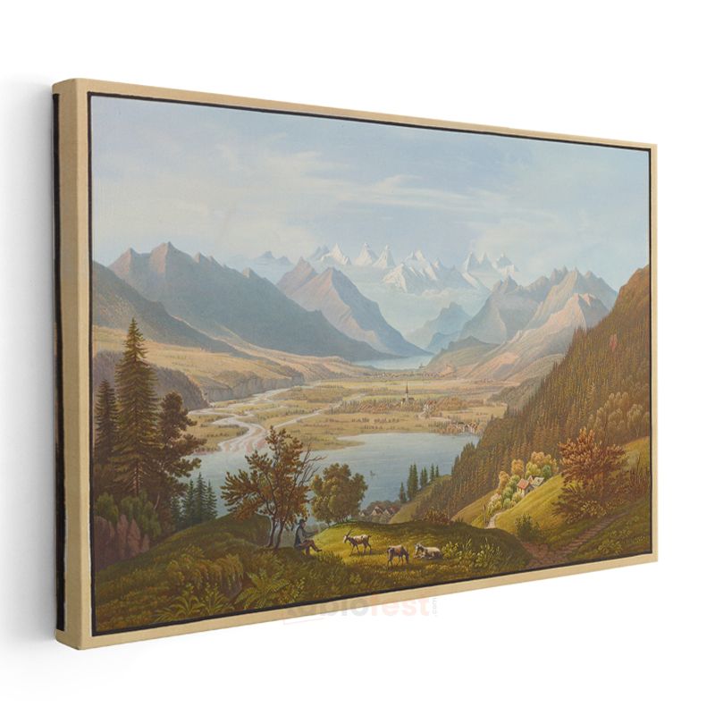 Albert Bierstadt - Alp Dağları Manzarası Kanvas Tablo
