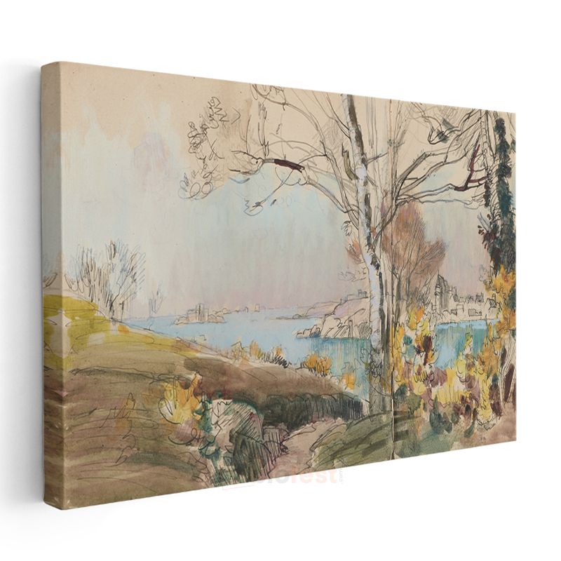 Paul Signac - Nehir Kıyısı Eskizi Kanvas Tablo