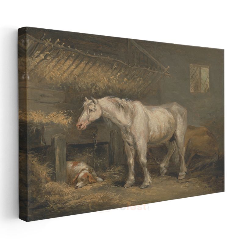Rosa Bonheur - Ahırdaki Beyaz At Kanvas Tablo
