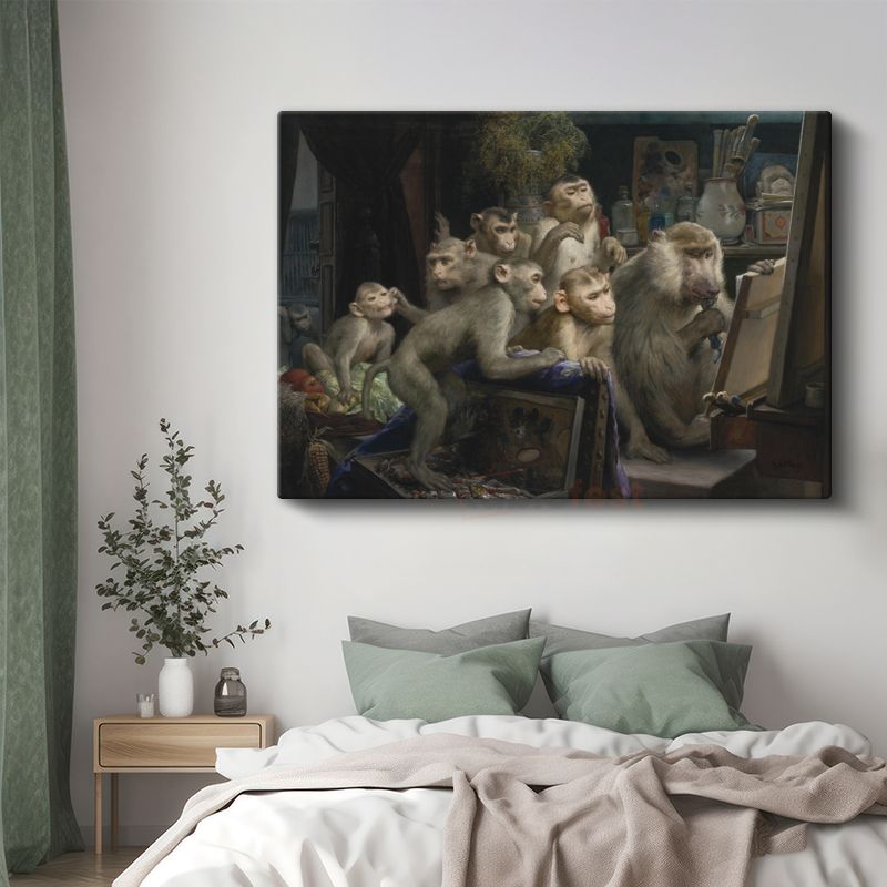 Gabriel von Max - Maymun Eleştirmenler Kanvas Tablo