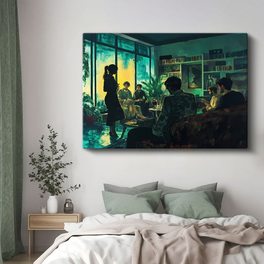 Jeremy Mann - Yeşil Oda Sohbeti Kanvas Tablo