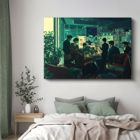 Jeremy Mann - Kitaplıklı Salon Kanvas Tablo
