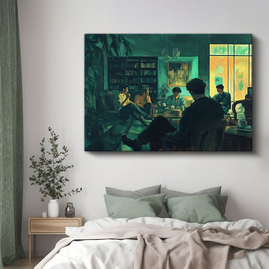 Midjourney - Gece Toplantısı Kanvas Tablo