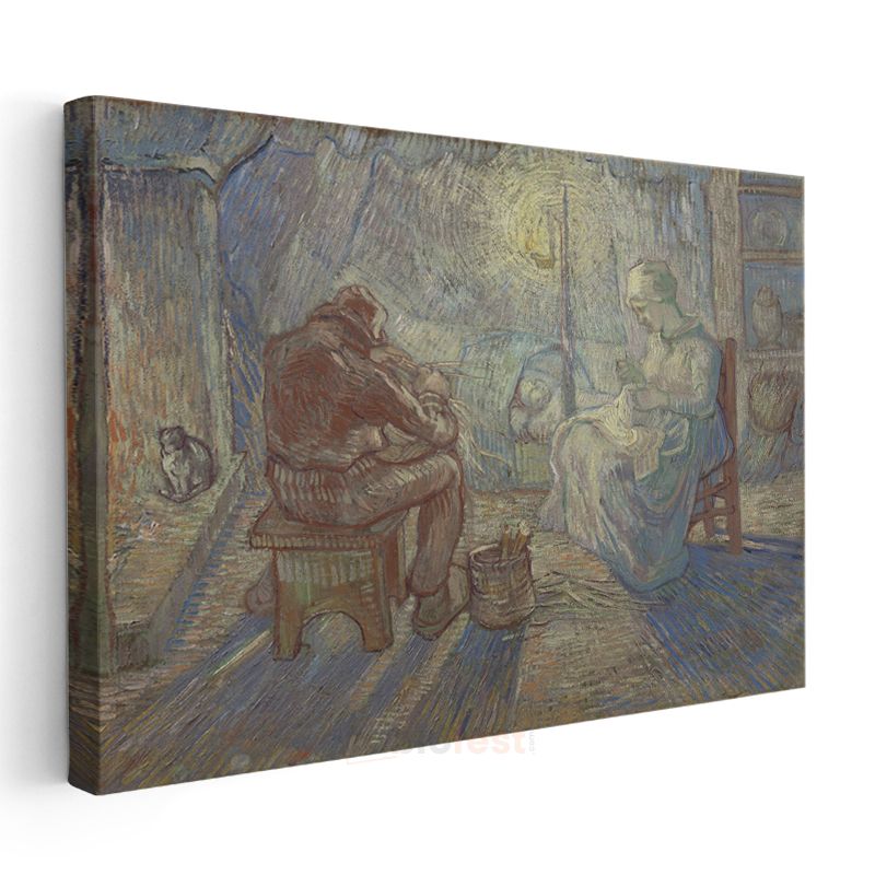 Vincent van Gogh - Akşam: Lambanın Işığında Kanvas Tablo