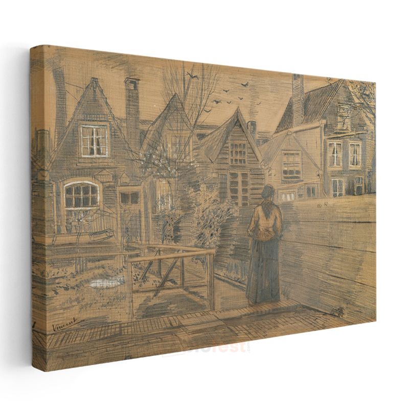Vincent van Gogh - Antwerp'te Eski Evlerin Arka Bahçeleri Kanvas Tablo