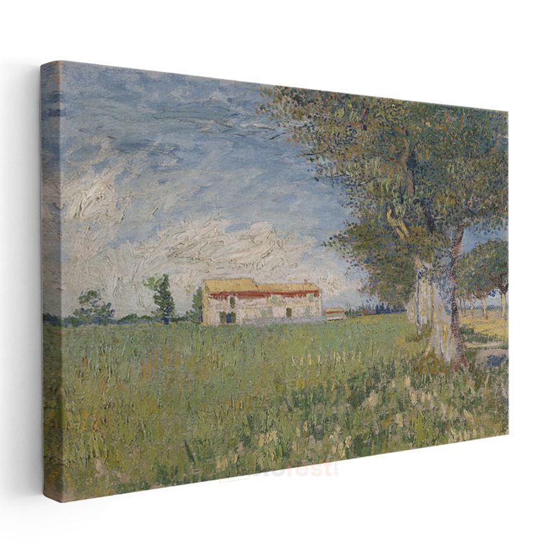 Vincent van Gogh - Buğday Tarlasında Çiftlik Evi Kanvas Tablo