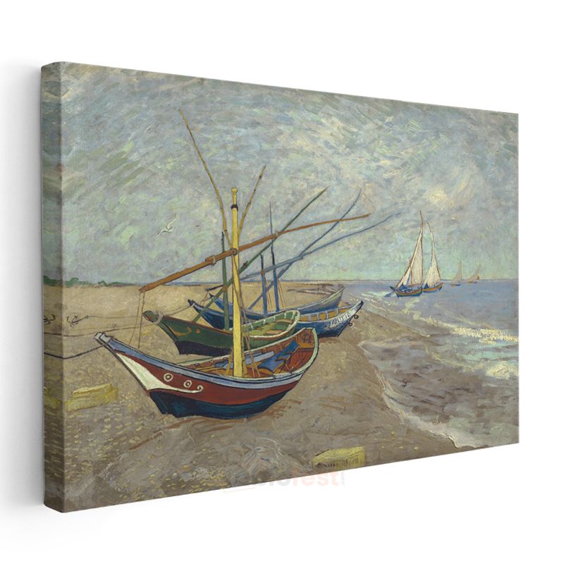Vincent van Gogh - Saintes-Maries'deki Plajda Balıkçı Tekneleri Kanvas Tablo