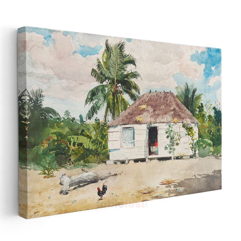 Winslow Homer - Native Hut Bahamas Kanvas Tablo
