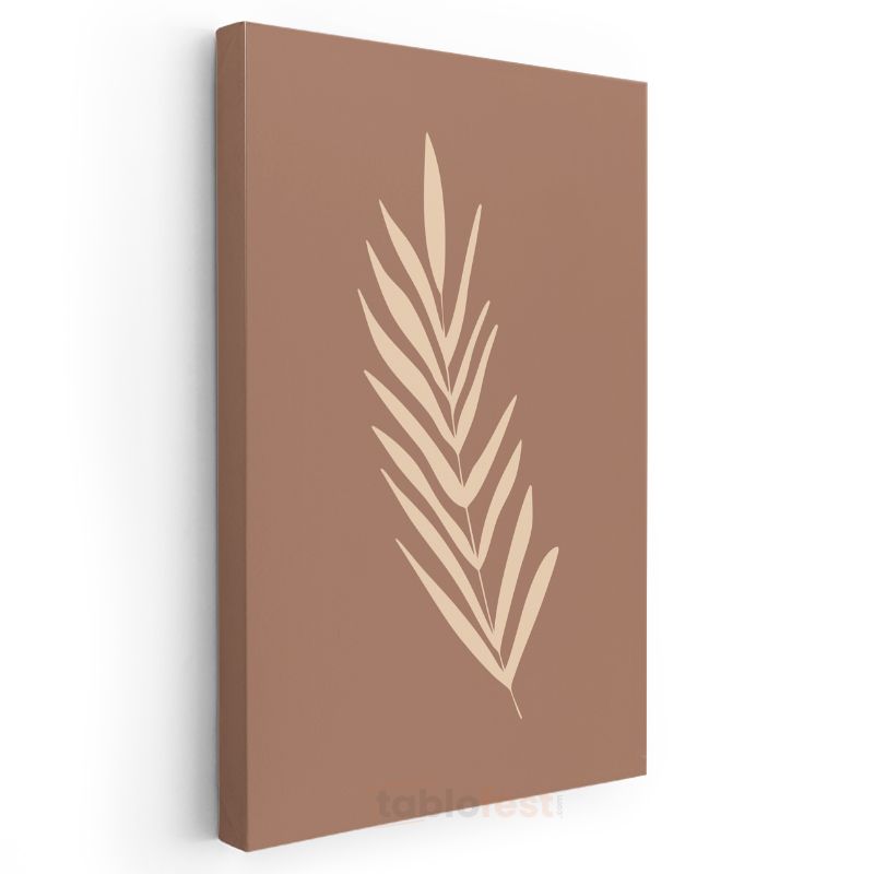 Botanik Siluet - Minimalist Yaprak Deseni Kanvas Tablo