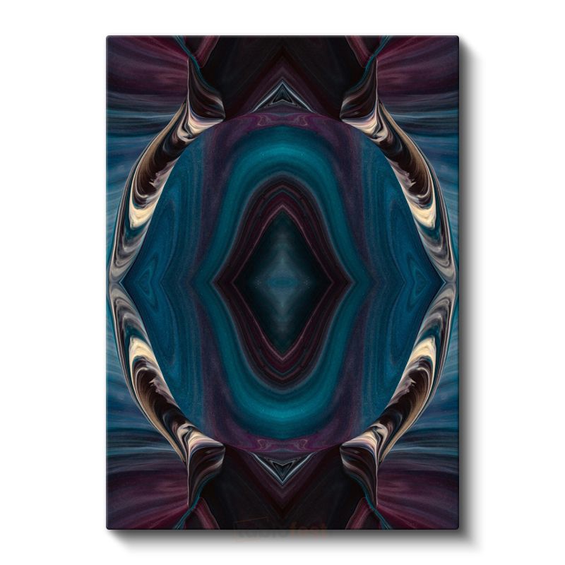 Mistik Simetri - Mavi Mor Kaleidoskop Deseni Kanvas Tablo