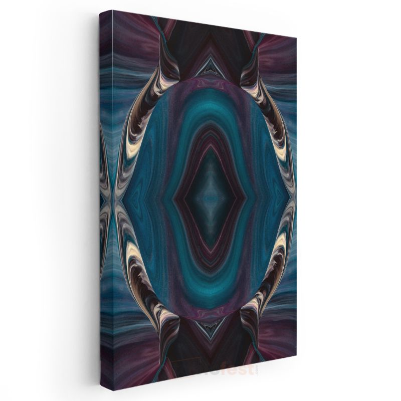Mistik Simetri - Mavi Mor Kaleidoskop Deseni Kanvas Tablo
