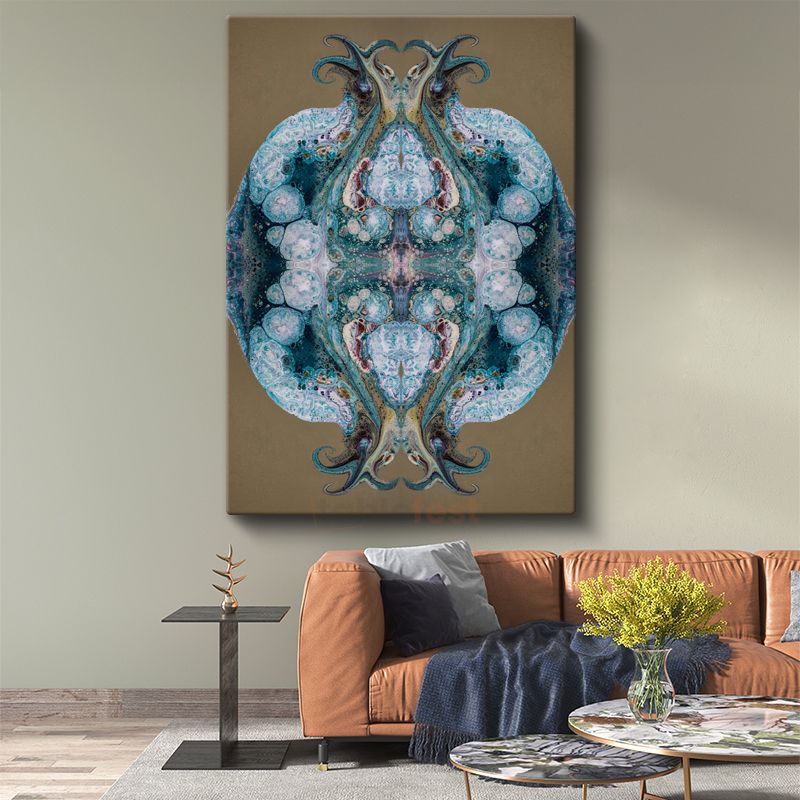 Simetrik Mandala - Turkuaz Tonlarında Mistik Denge Kanvas Tablo