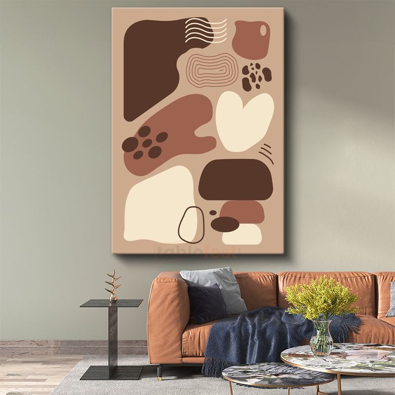 Organik Formlar - Kahverengi Tonlarda Minimalist Kompozisyon Kanvas Tablo