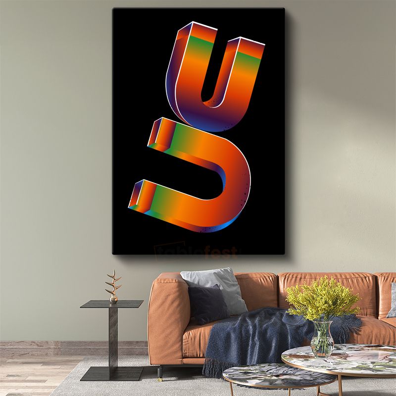 Neon Tipografi - 3D Harf Tasarımı Kanvas Tablo