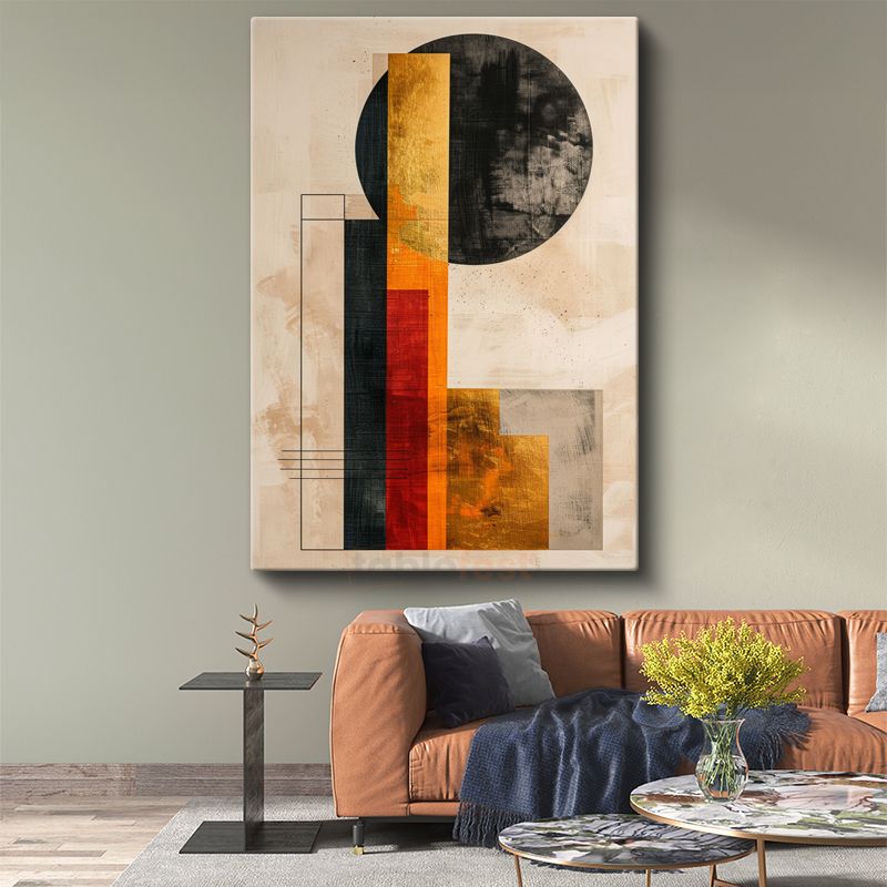 Geometrik Denge - Bauhaus Esinli Soyut Kompozisyon Kanvas Tablo