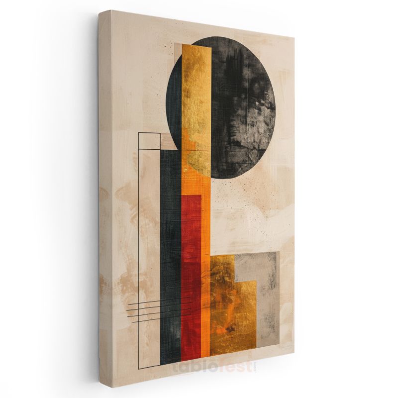 Geometrik Denge - Bauhaus Esinli Soyut Kompozisyon Kanvas Tablo