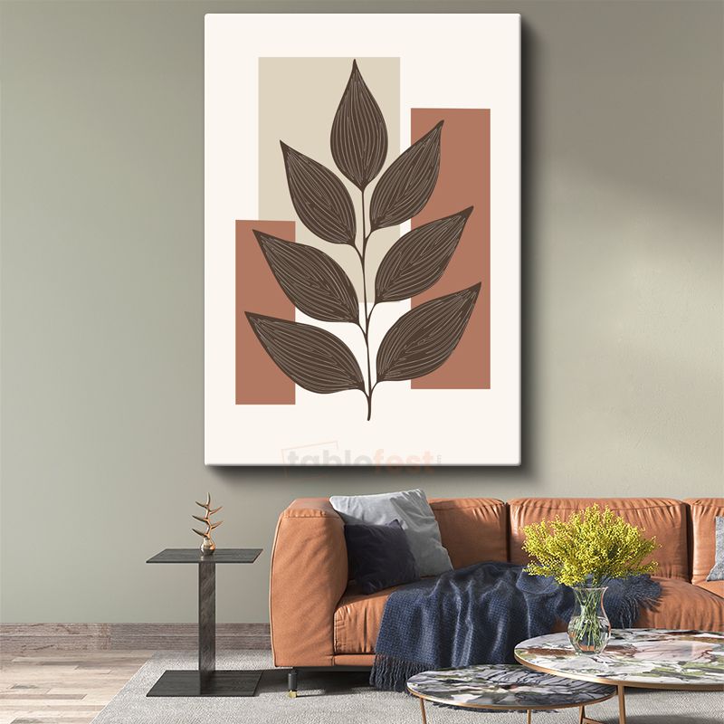 Botanik Geometri - Modern Yaprak İllüstrasyonu Kanvas Tablo